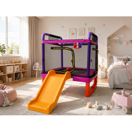 TRAMPOLINA KOJEC DO DOMU ZJEZDZALNIA KOSZ FIOLETOWA PLAC ZABAW