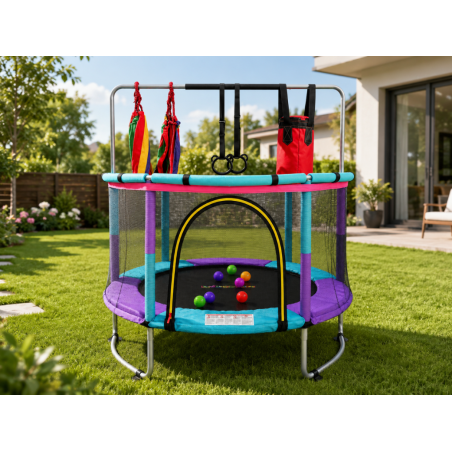 TRAMPOLINA PLAC ZABAW DO DOMU HAMAK, TARCZA, KOSZYKÓWKA, KULKI, WOREK BOKS