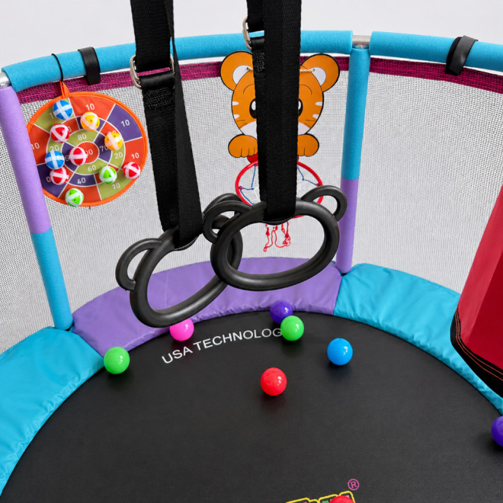 Trampolina plac zabaw do domu hamak, tarcza, koszykówka, kulki, worek boks