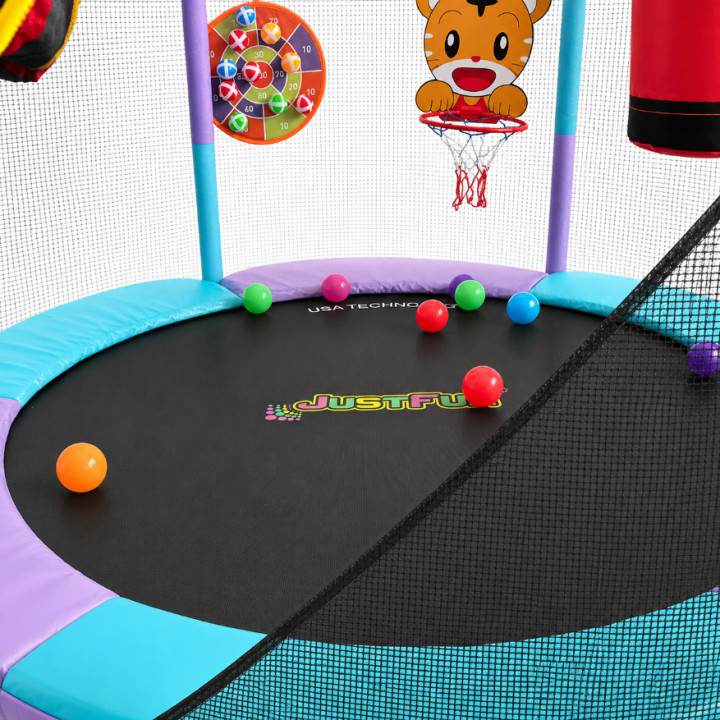 Trampolina plac zabaw do domu hamak, tarcza, koszykówka, kulki, worek boks