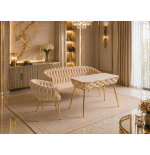 Stół prostokątny JUST HOME GLAMOUR 108cm x50cm MARMUR, ZŁOTE NOGI Beżowy