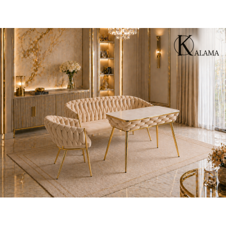 Krzesło Fotel do salonu IMPERIA welur Beżowy Krem GLAMOUR LOFT 1 szt.