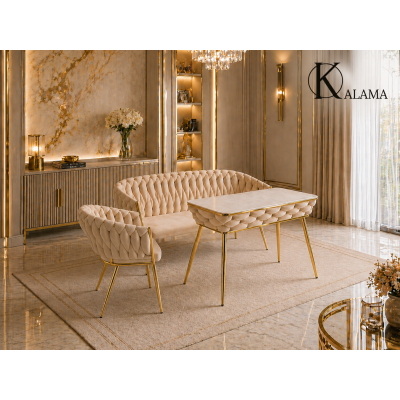 Krzesło Fotel do salonu IMPERIA welur Beżowy Krem GLAMOUR LOFT 1 szt.