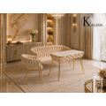 Sofa Glamour Kanapa dwuosobowa przeplatana velvet beżowa welurowa IMPERIA