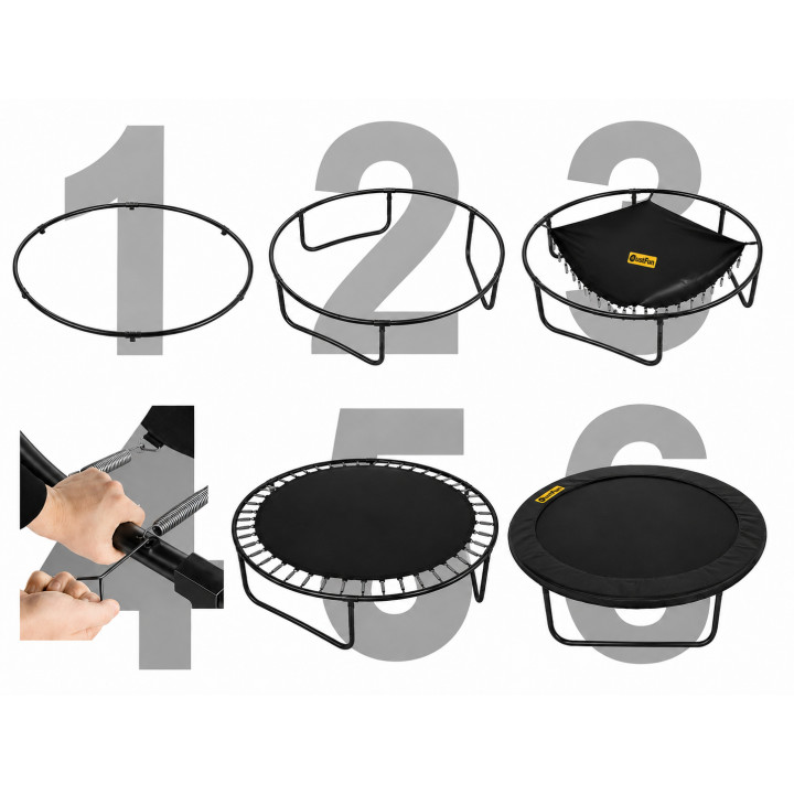 TRAMPOLINA OGRODOWA FIBERGLASS BLACK JUST FUN 6FT-183CM