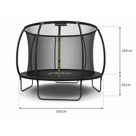 TRAMPOLINA OGRODOWA FIBERGLASS BLACK JUST FUN 6FT-183CM