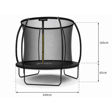 TRAMPOLINA OGRODOWA FIBERGLASS BLACK JUST FUN 8FT-244CM