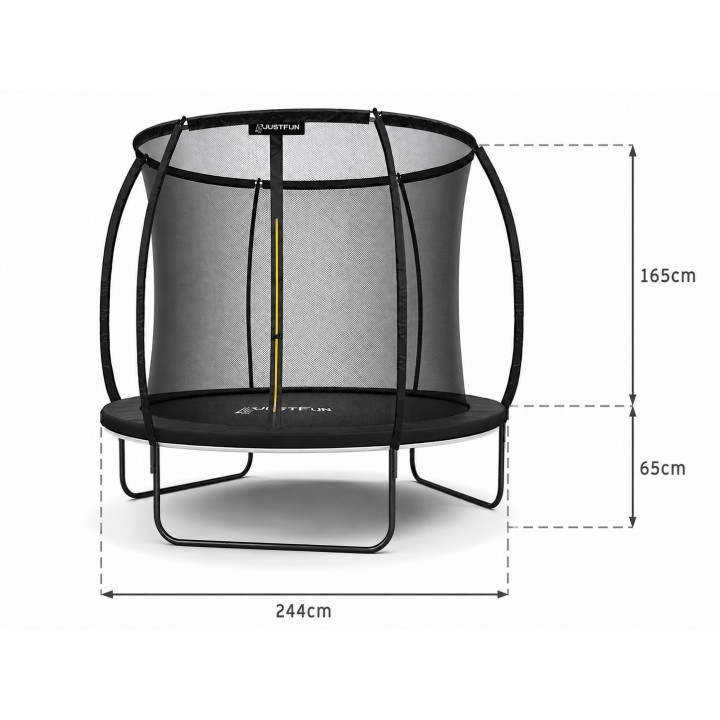 TRAMPOLINA OGRODOWA FIBERGLASS BLACK JUST FUN 8FT-244CM