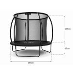TRAMPOLINA OGRODOWA FIBERGLASS BLACK JUST FUN 8FT-244CM