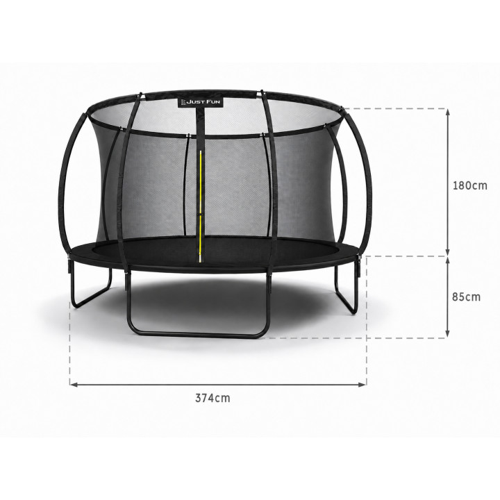 Trampolina ogrodowa FIBERGLASS BLACK Just Fun 12ft 374cm