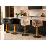 Hoker regulowany, obrotowy, barowy, beżowy do kuchni Glamour Loft Pleciony MARBELLA