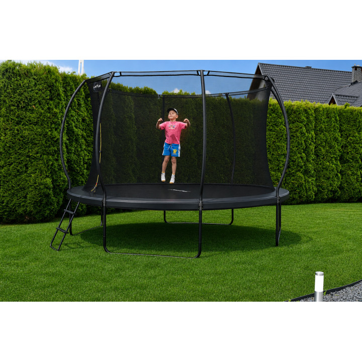 TRAMPOLINA OGRODOWA FIBERGLASS BLACK JUST FUN 8FT-244CM