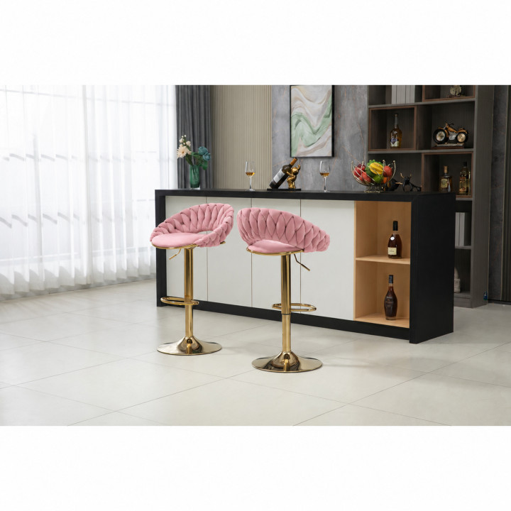 Hoker regulowany, krzesło barowe, FARVISO różowy elegancki loft