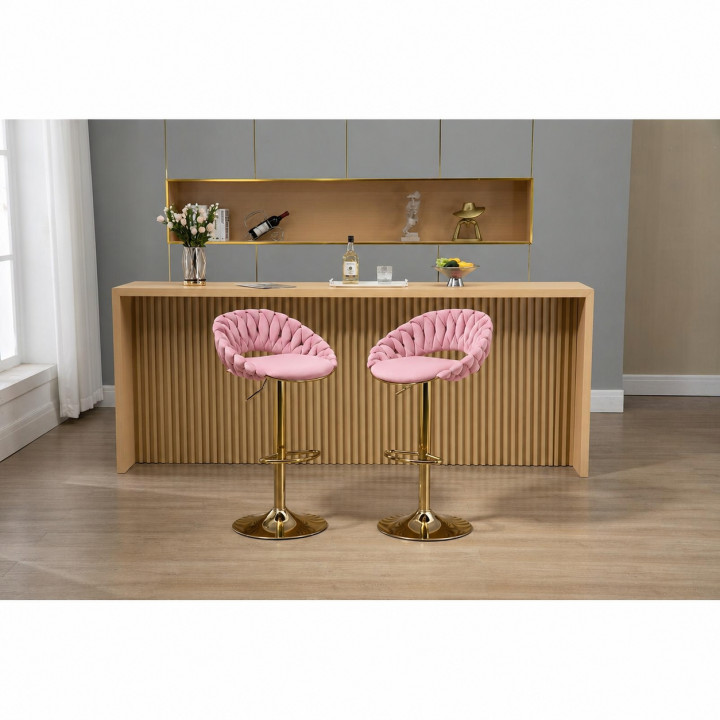 Hoker regulowany, krzesło barowe, FARVISO różowy elegancki loft