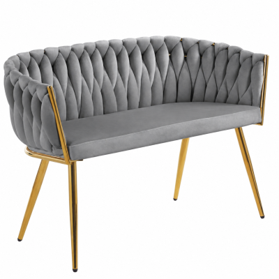 Sofa Glamour Kanapa dwuosobowa przeplatana velvet szara welurowa IMPERIA