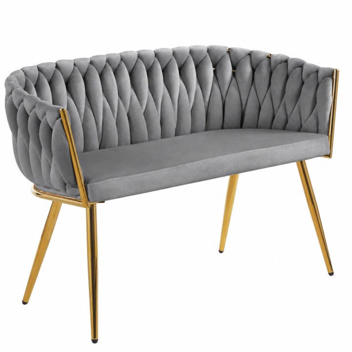 Sofa Glamour Kanapa dwuosobowa przeplatana velvet szara welurowa IMPERIA