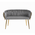 Sofa Glamour Kanapa dwuosobowa przeplatana velvet szara welurowa IMPERIA