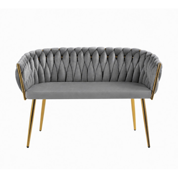 Sofa Glamour Kanapa dwuosobowa przeplatana velvet szara welurowa IMPERIA