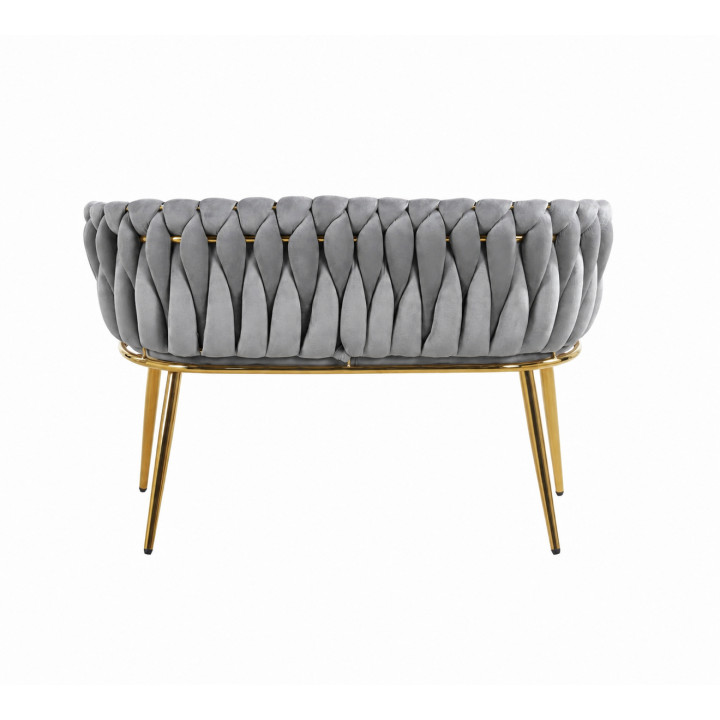 Sofa Glamour Kanapa dwuosobowa przeplatana velvet szara welurowa IMPERIA