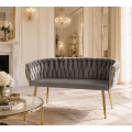 Sofa Glamour Kanapa dwuosobowa przeplatana velvet szara welurowa IMPERIA