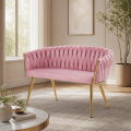 Sofa Glamour Kanapa dwuosobowa przeplatana velvet różowa welurowa IMPERIA