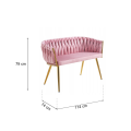 Sofa Glamour Kanapa dwuosobowa przeplatana velvet różowa welurowa IMPERIA