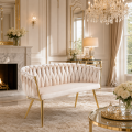 Sofa Glamour Kanapa dwuosobowa przeplatana velvet beżowa welurowa IMPERIA