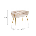Sofa Glamour Kanapa dwuosobowa przeplatana velvet beżowa welurowa IMPERIA