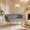 Sofa Glamour Kanapa dwuosobowa przeplatana velvet szara welurowa IMPERIA