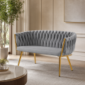 Sofa Glamour Kanapa dwuosobowa przeplatana velvet szara welurowa IMPERIA