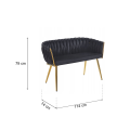 Sofa Glamour Kanapa dwuosobowa przeplatana velvet czarna welurowa IMPERIA