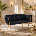 Sofa Glamour Kanapa dwuosobowa przeplatana velvet czarna welurowa IMPERIA