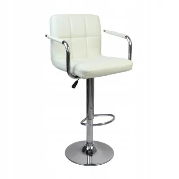 Hoker Barowy Krzesło z Podłokietnikami do wyspy ekoskóra ASTANA biały