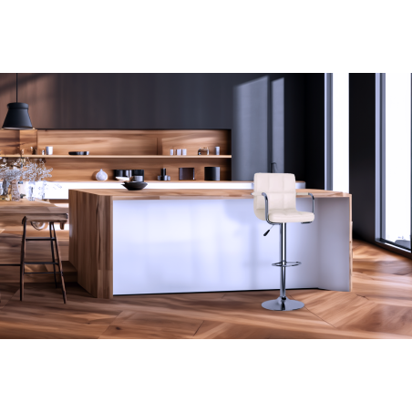 Hoker Barowy Krzesło z Podłokietnikami do wyspy ekoskóra ASTANA beżowy