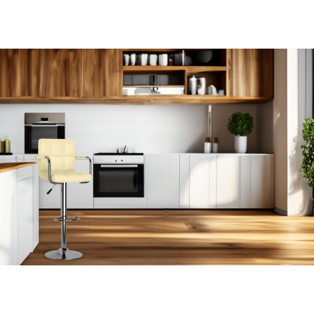 Hoker Barowy Krzesło z Podłokietnikami do wyspy ekoskóra ASTANA beżowy