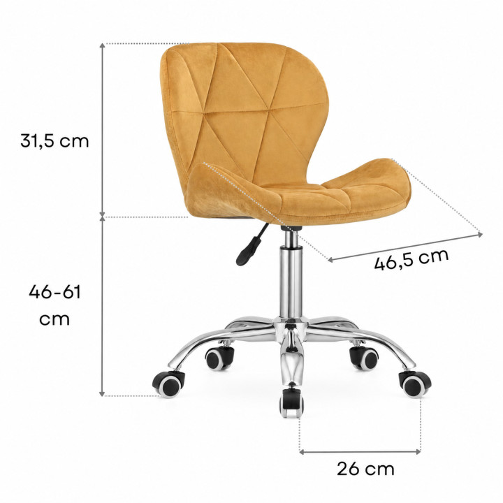 Krzesło obrotowe RIVELLO VELVET YELLOW