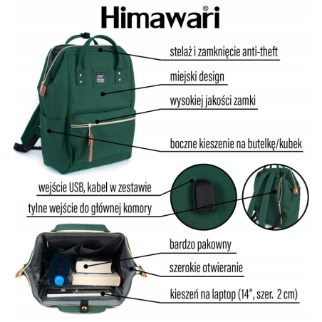 Himawari plecak miejski fioletowy