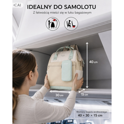 Plecak HIMAWARI Damski Szkolny do Szkoły na Laptopa 14 Miejski A4 Pastelowy