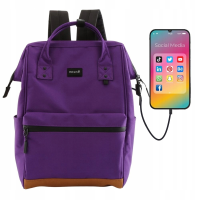Plecak HIMAWARI Damski Szkolny do Szkoły Miejski A4 USB Pojemny 19L