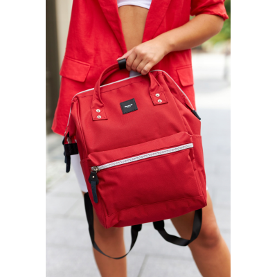 Plecak HIMAWARI Damski Szkolny Laptop 15,6 A4 USB Miejski 19L Czerwony