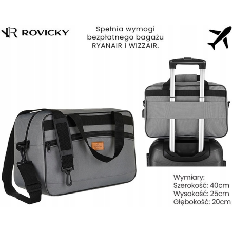 Torba podróżna do samolotu 40x20x25 Rovicky bagaż podręczny Ryanair Wizzair