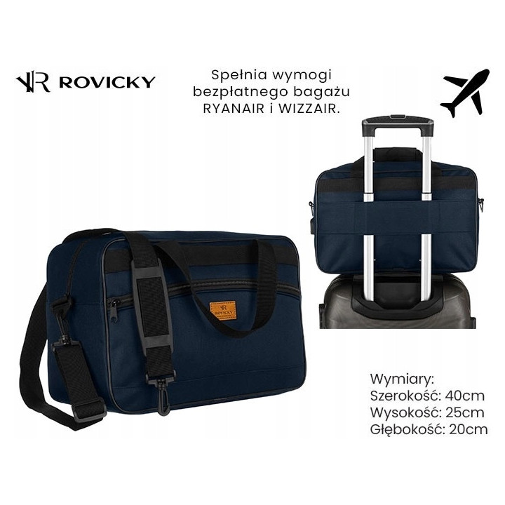 Torba podróżna do samolotu 40x20x25 Rovicky bagaż podręczny Ryanair Wizzair