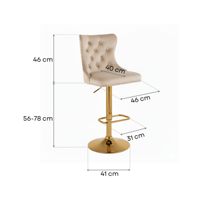 Hoker barowy, do kuchni, salonu, elegancki CRYSTAL VELVET BEŻOWY BL