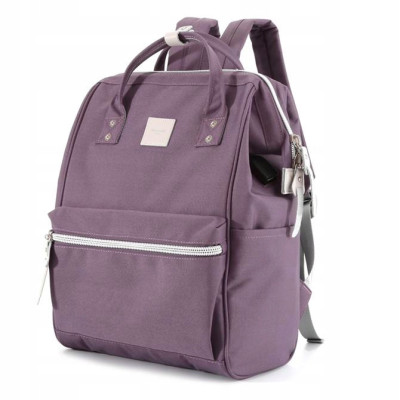 Plecak HIMAWARI młodzieżowy damski laptop 13,3 A4 USB fioletowy