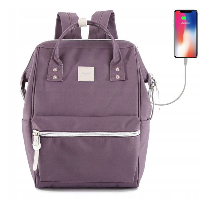 Plecak HIMAWARI młodzieżowy damski laptop 13,3 A4 USB fioletowy