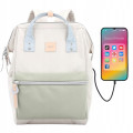 Plecak HIMAWARI damski miejski laptop 13,3 A4 USB beżowy 19L