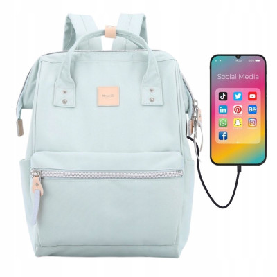 Plecak HIMAWARI damski miejski laptop 13,3 A4 USB miętowy 19L