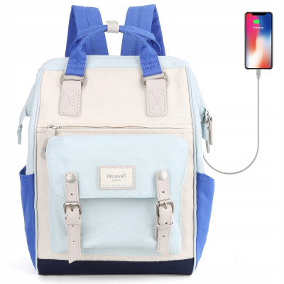 Plecak HIMAWARI Szkolny Damski Laptop 15,6 A4 USB Wodoodporny 19L Niebieski