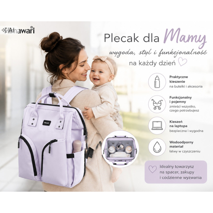 Plecak dla Mamy HIMAWARI do Wózka Torba Plecak Termiczny Diaper Bag 19L