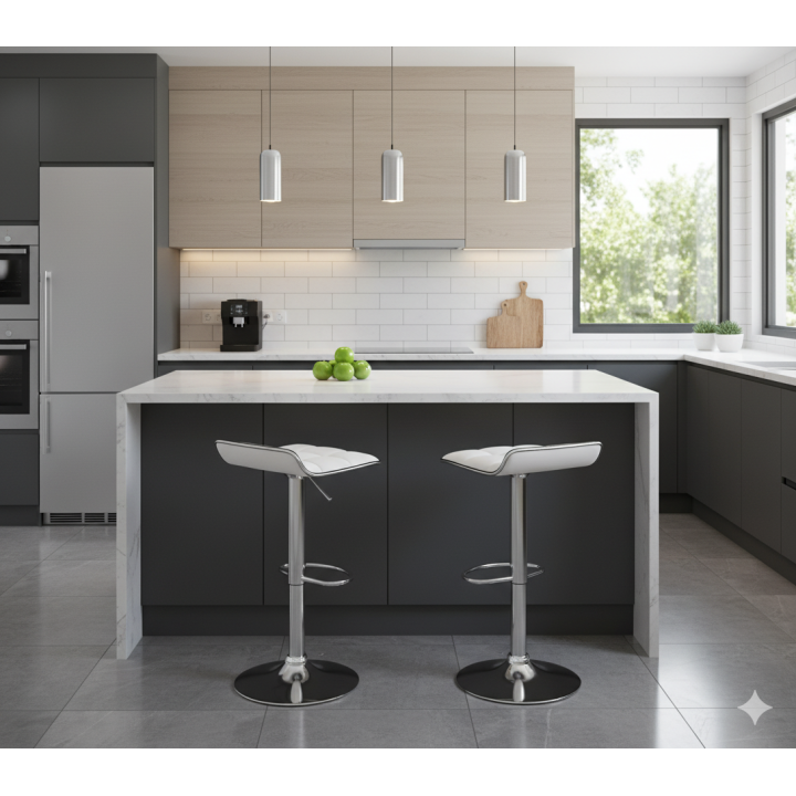 Hoker regulowany, kuchenny, barowy VIA biały Eco PREMIUM